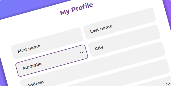 Tsars Casino personal profile data entry fields