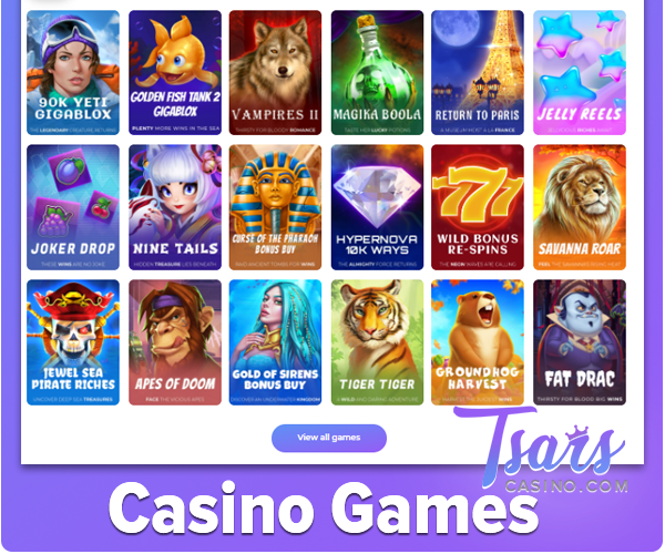 Game icons from the Tsars Casino site